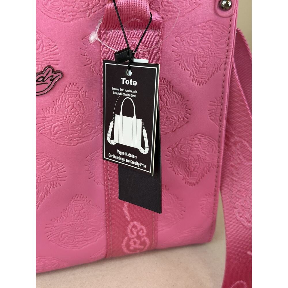 Ed Hardy Pink Vegan Tote Shoulder Bag Handbag Crossbody Embossed Tiger NWT - Picture 3 of 7